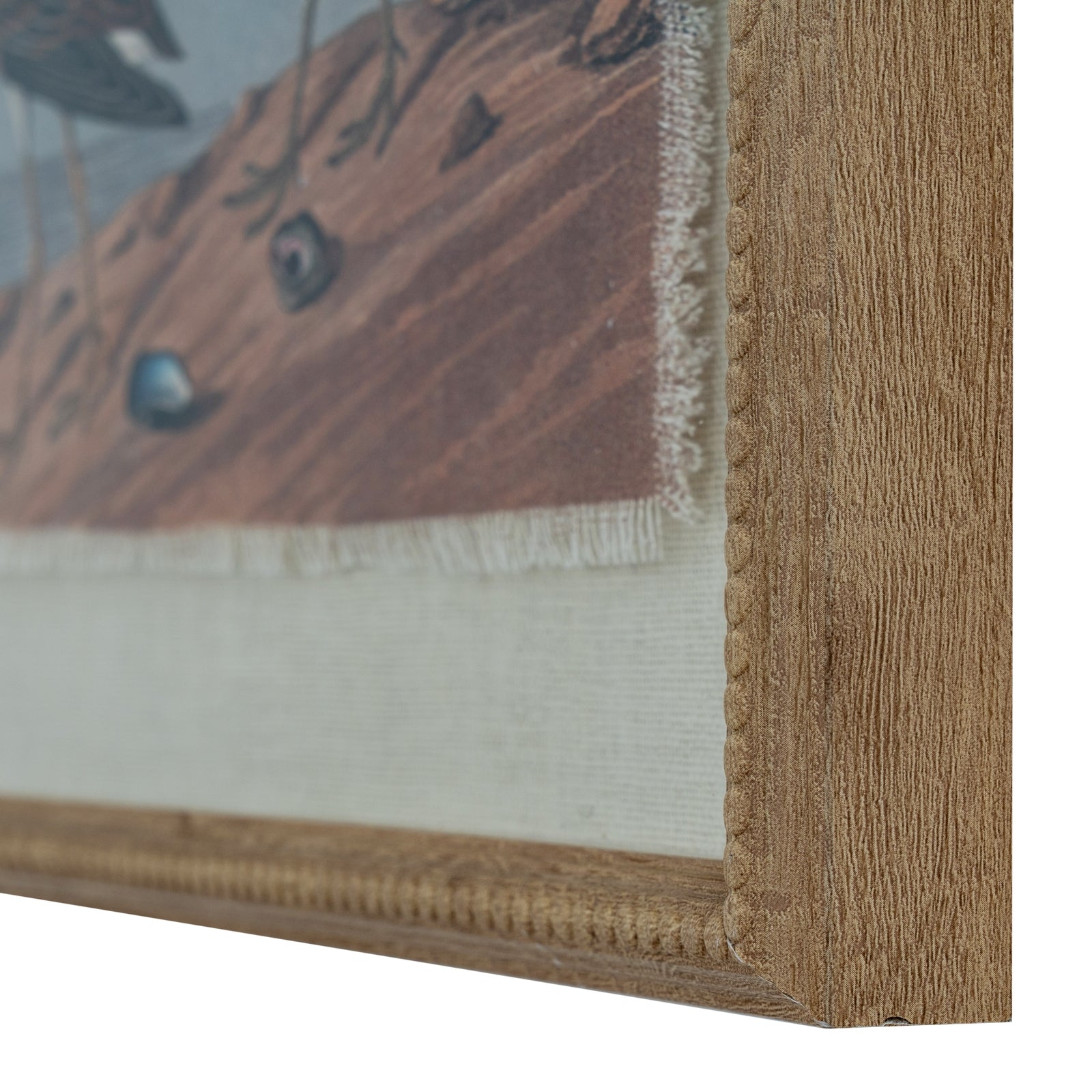 Sandpipers Linen Wall Art Print in Beaded Wooden Frame