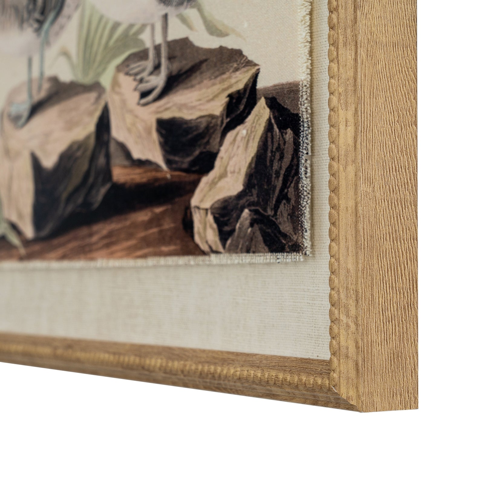 Teals Linen Wall Art Print in Beaded Wooden Frame