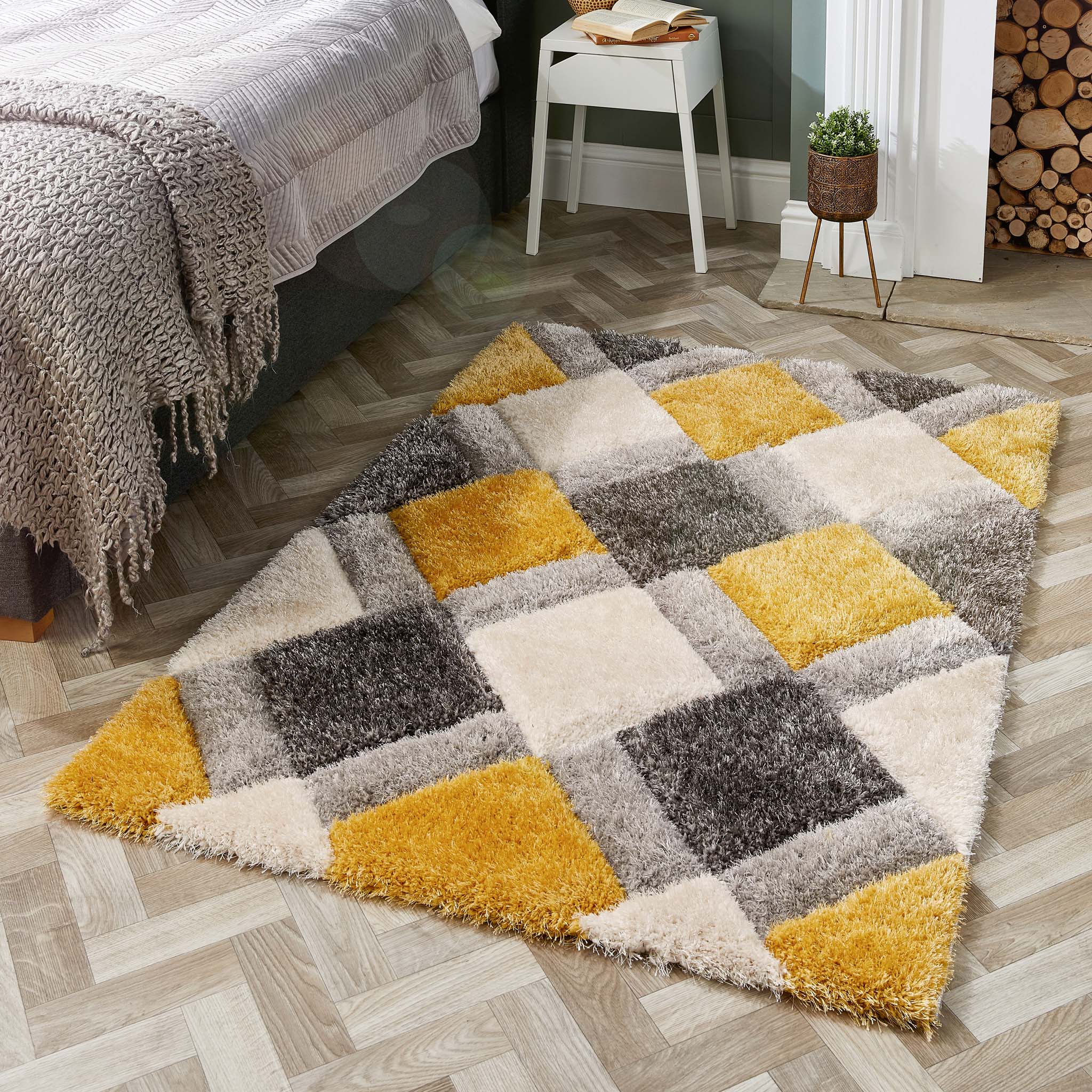 Origins 3D GEO Shaggy Ochre Rug