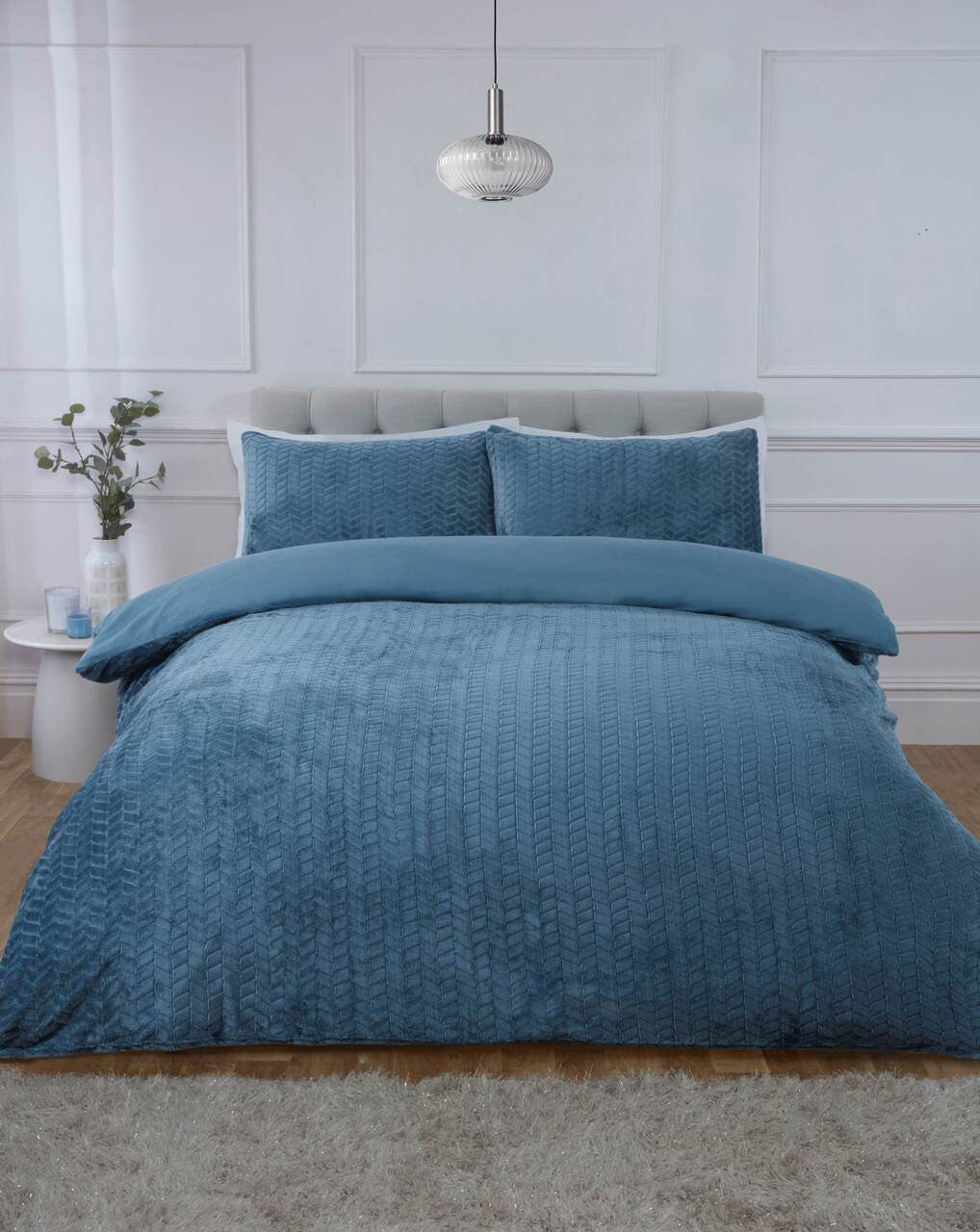 Chevron Faux Fur Duvet Set