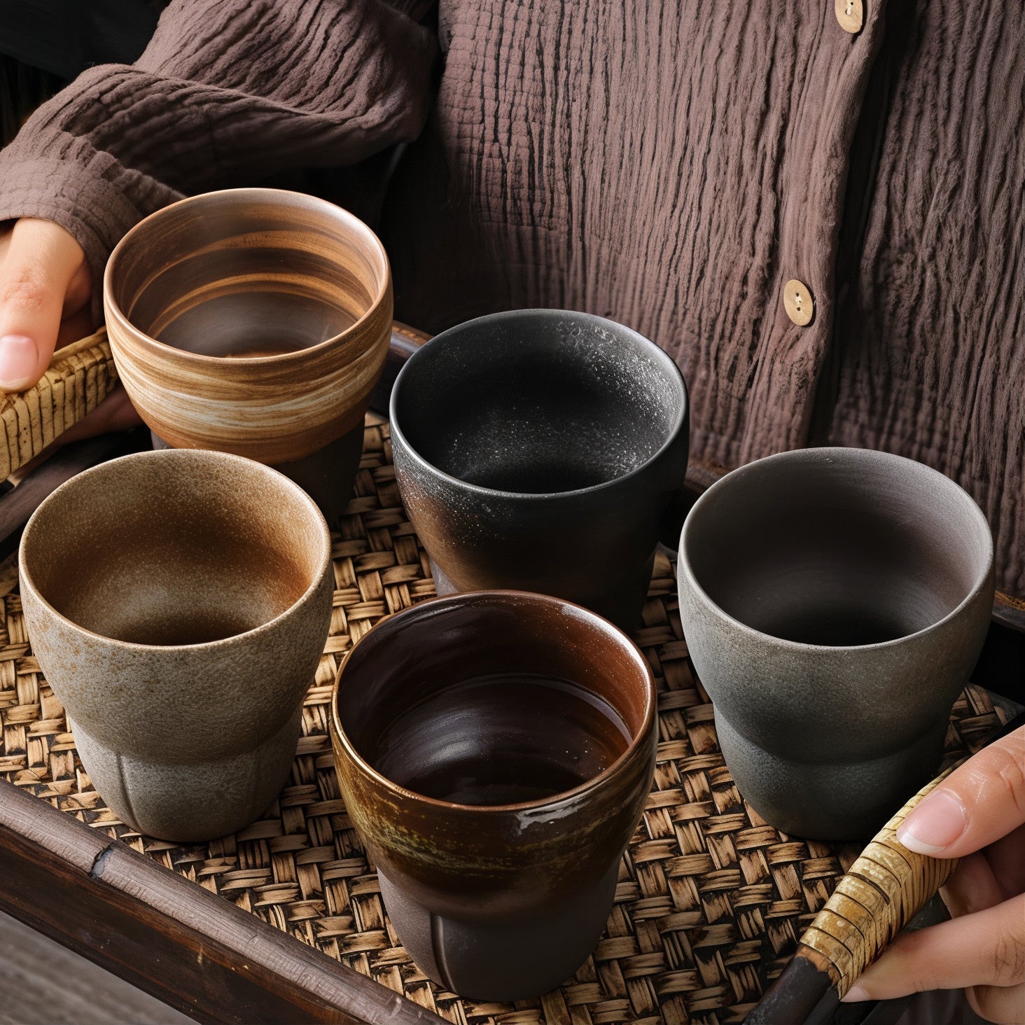Tazas de café rústicas oblicuas