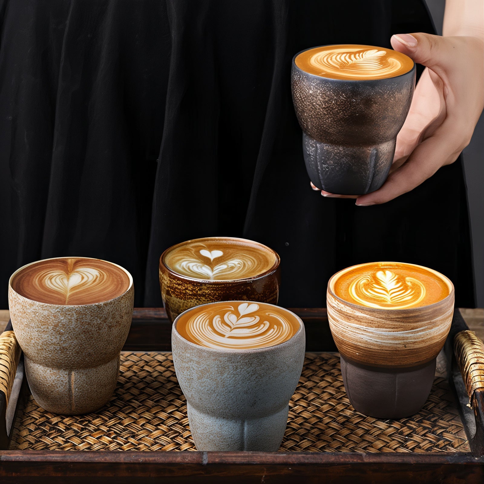 Tazas de café rústicas oblicuas
