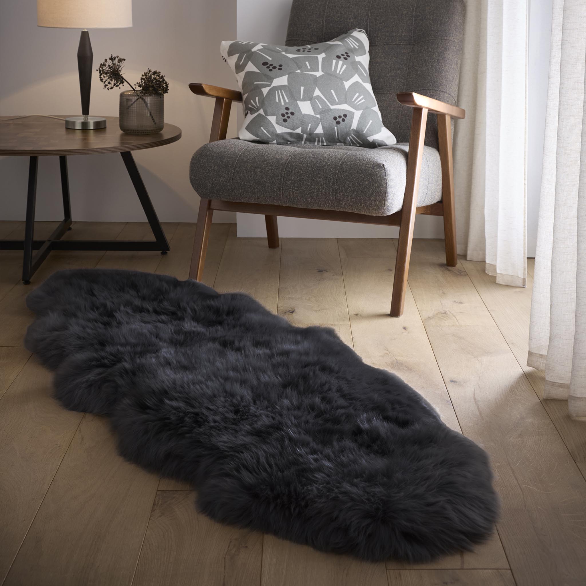 Origins Genuine Sheepskin Black Rug