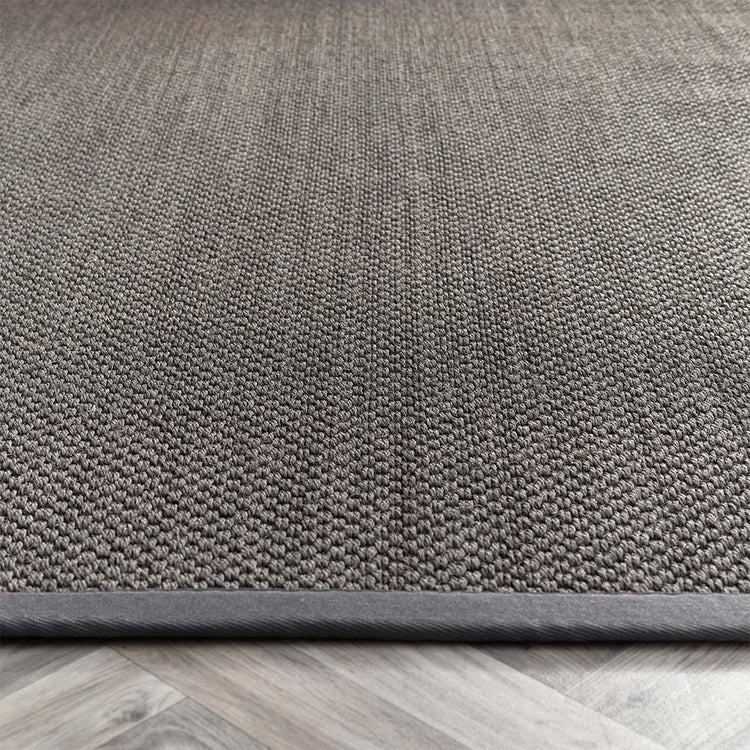 Tappeto Origins Sisal - Grigio scuro con bordo grigio