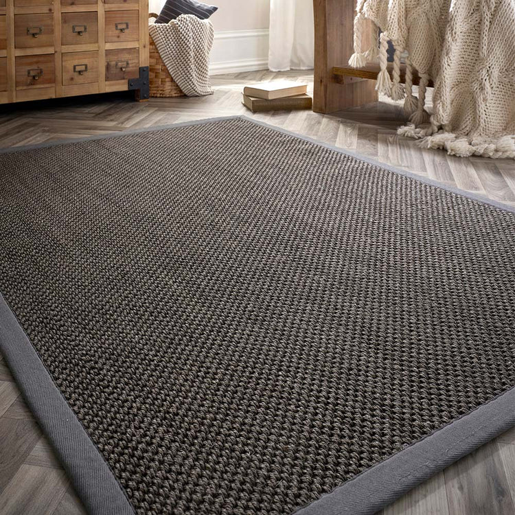 Origins Sisal Rug - Dark Grey With Grey Border