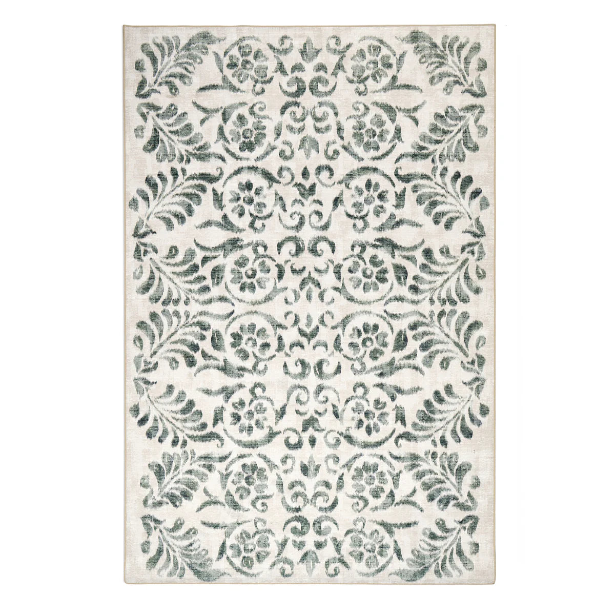 Eco-Washable Rug - Vintage Scroll Green