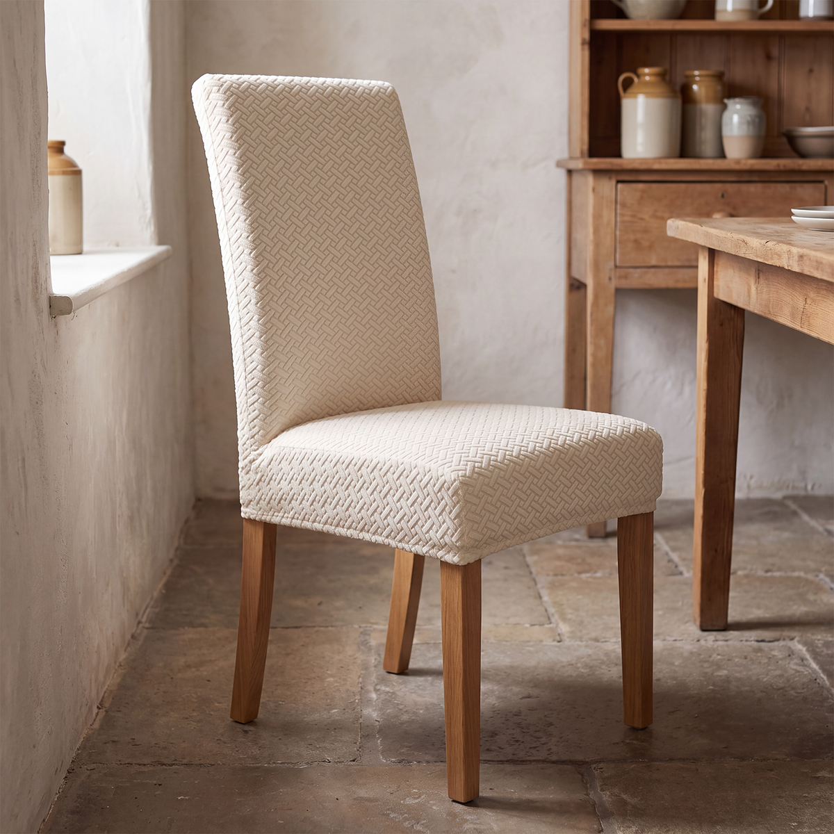 Textured Jacquard Stretch Dining Chair Slipcovers