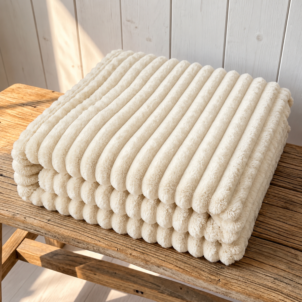 Chunky Ribbed Fleece Throw Blanket