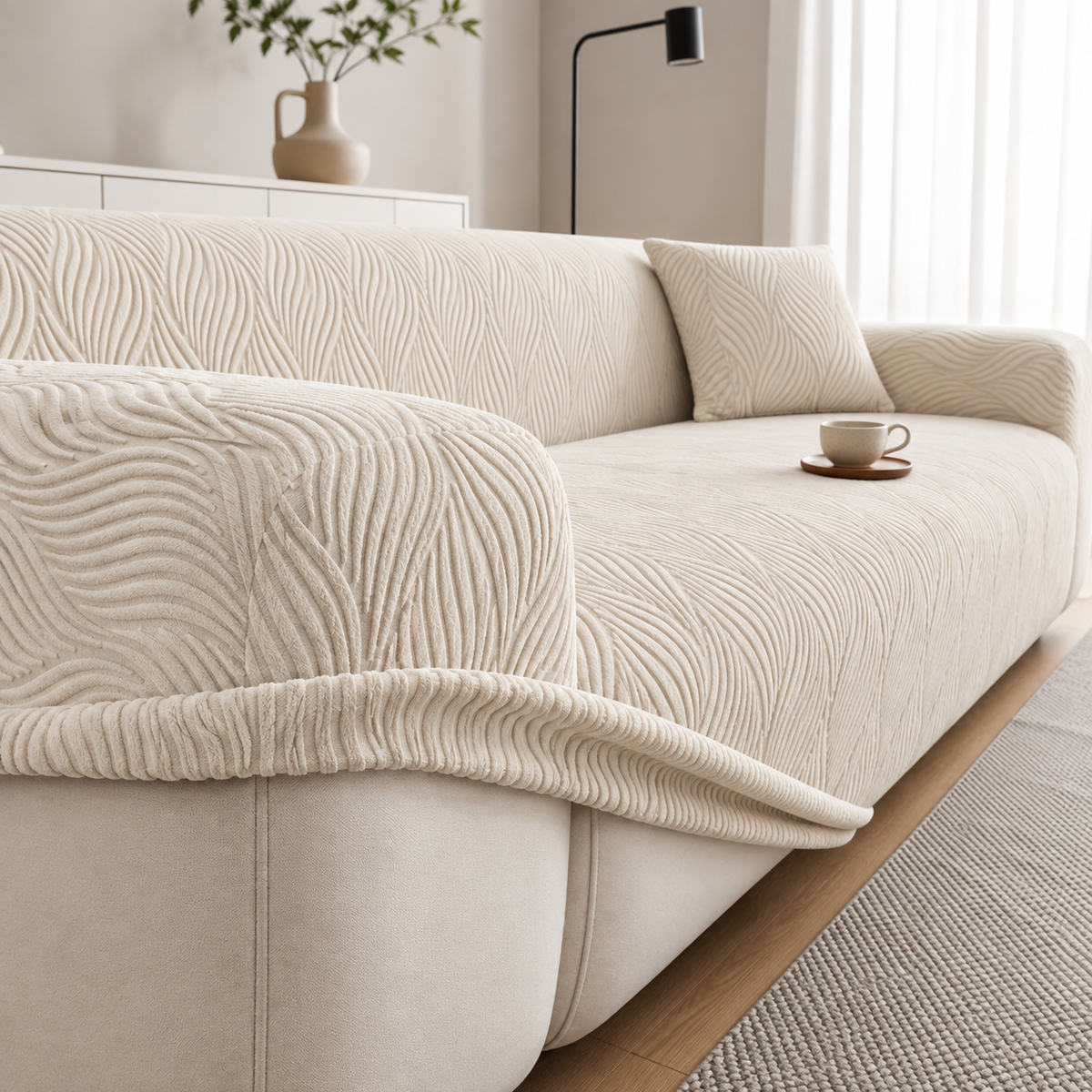 Wavy Jacquard Stretch Sofa Cover