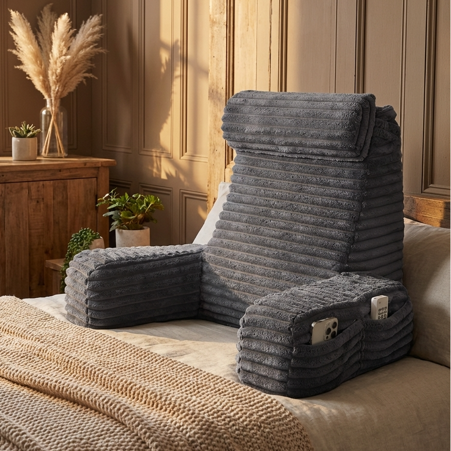 {CLEARANCE SALE} Luxury Backrest Pillow With Arms & Adjustable Headrest
