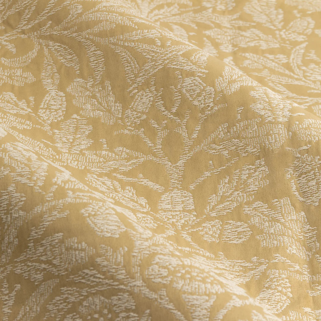 Acorn Tonal Matt Jacquard Pencil Pleat Curtains - Gold