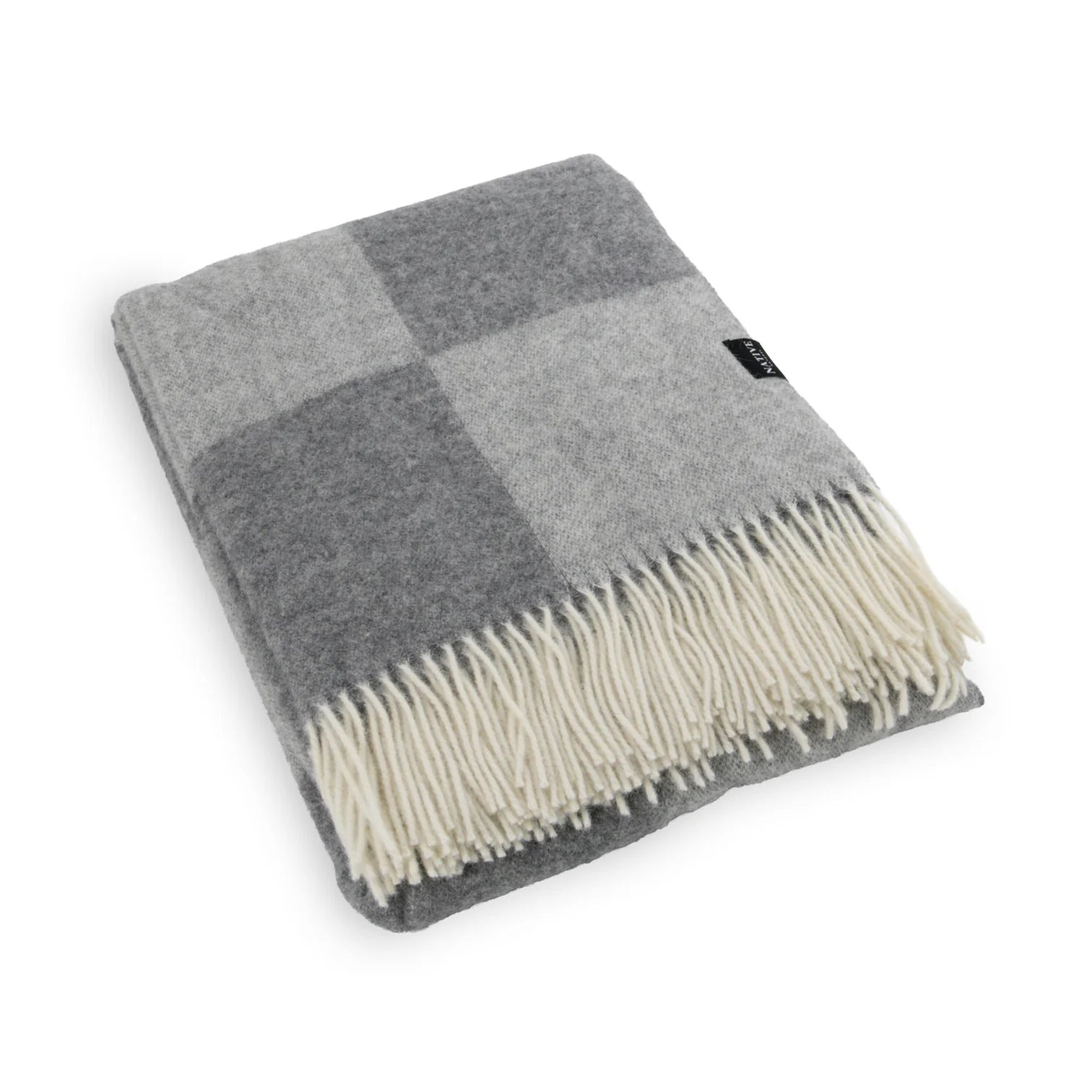 Grey Checkerboard Fine Wool Blanket
