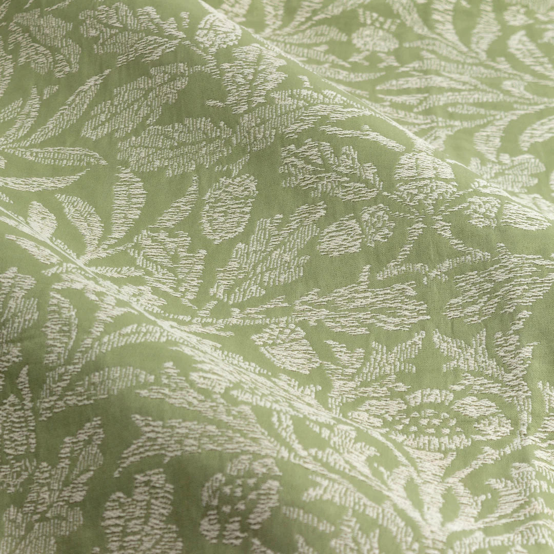 Acorn Tonal Matt Jacquard Pencil Pleat Curtains - Sage