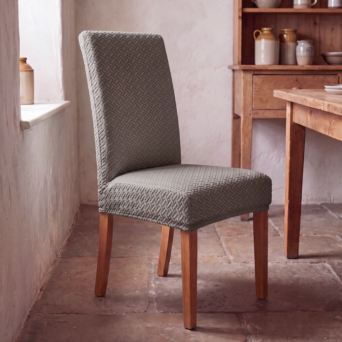 Textured Jacquard Stretch Dining Chair Slipcovers