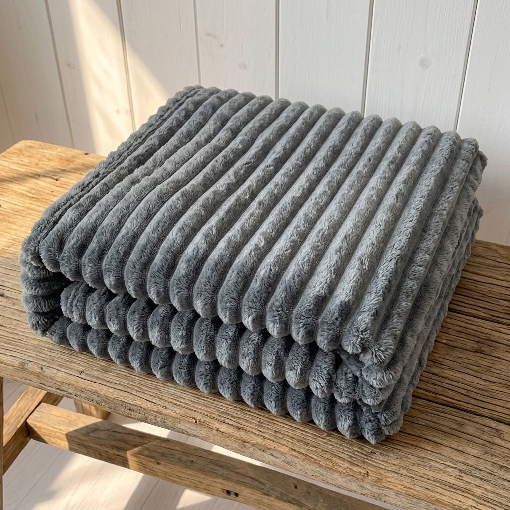 Chunky Ribbed Fleece Throw Blanket