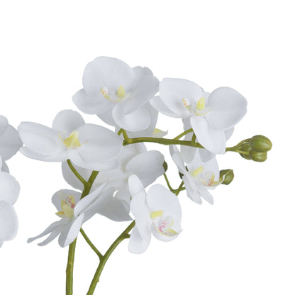 Faux White Orchid In Glass Pot