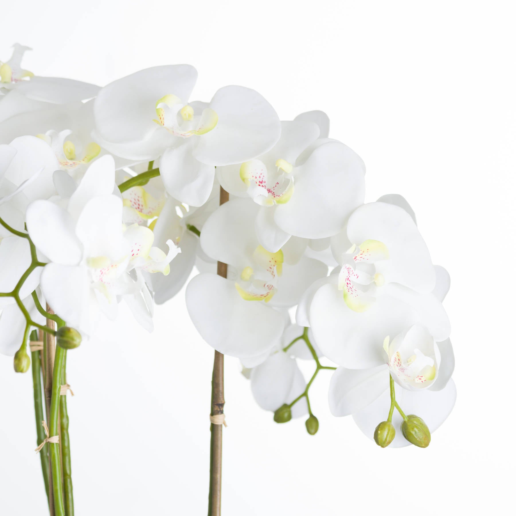 Faux Large White Orchid In Stone Pot