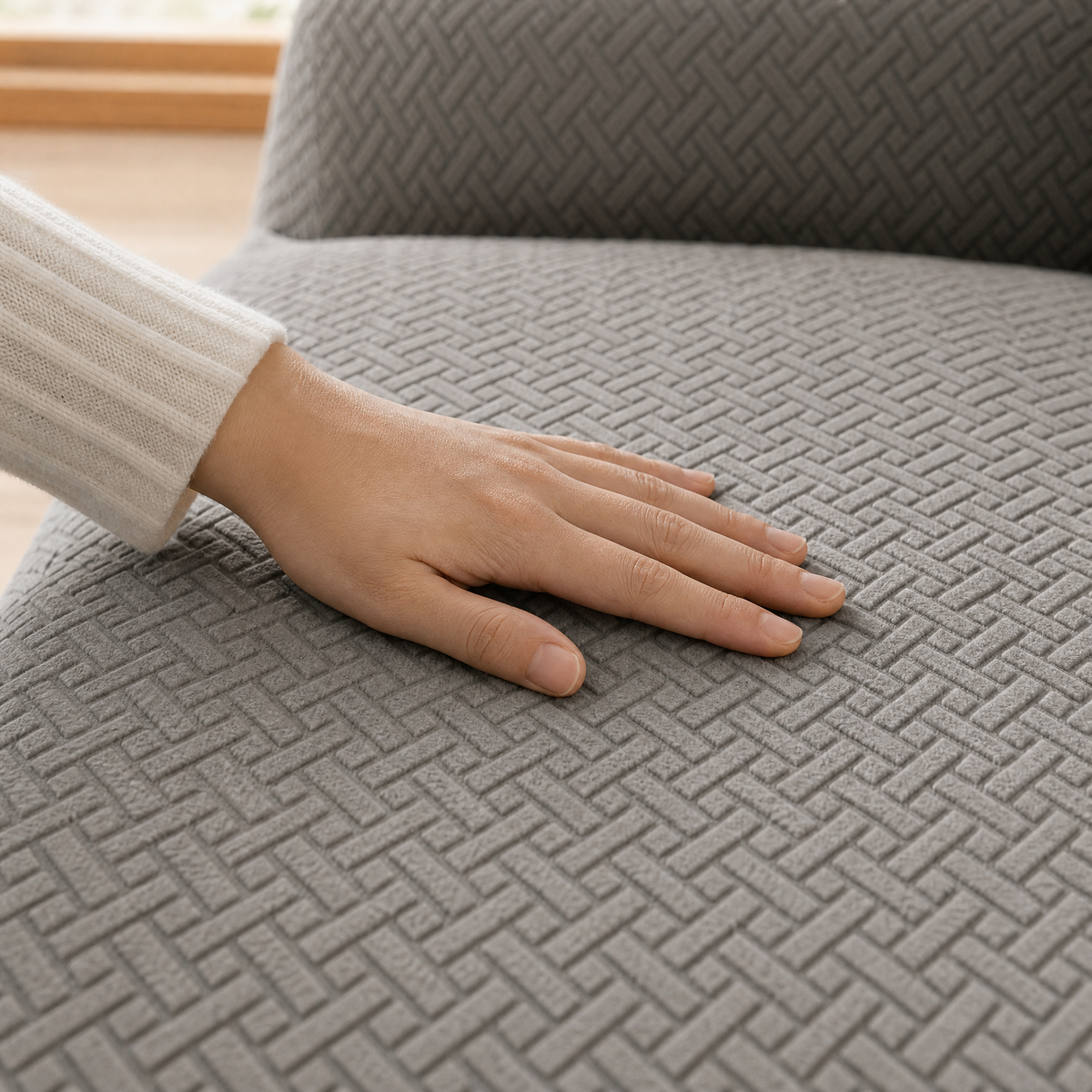 Plush Fleece Jacquard Stretch Sofa Cover