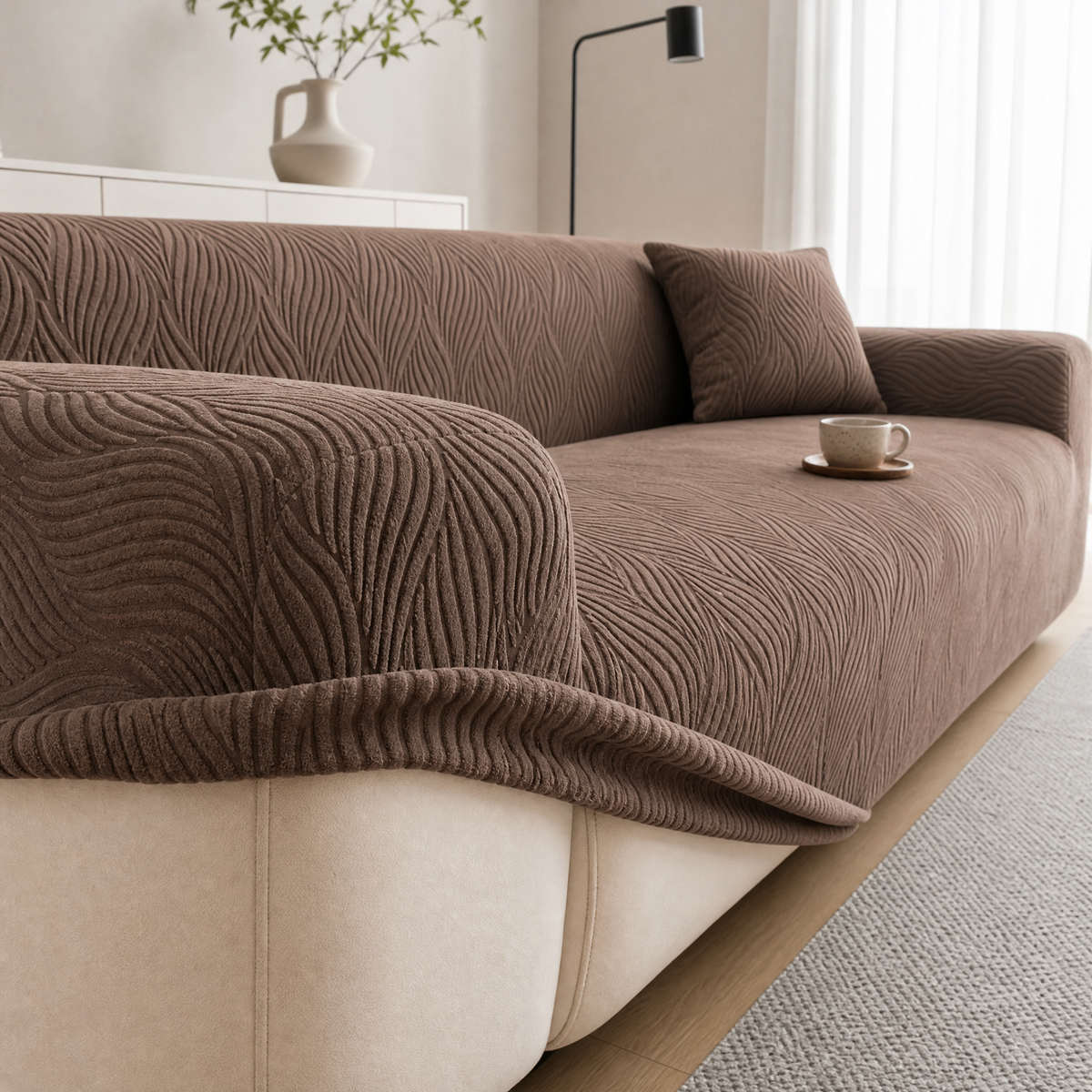 Copridivano elasticizzato jacquard ondulato