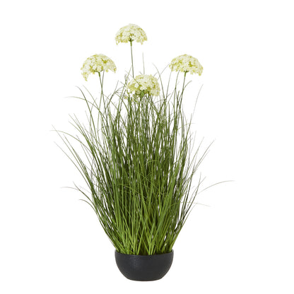 Faux Large White Allium Plant In Pot