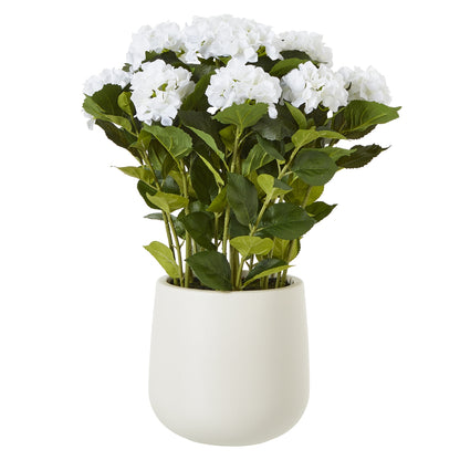 Faux Large White Hydrangea Plant In Pot