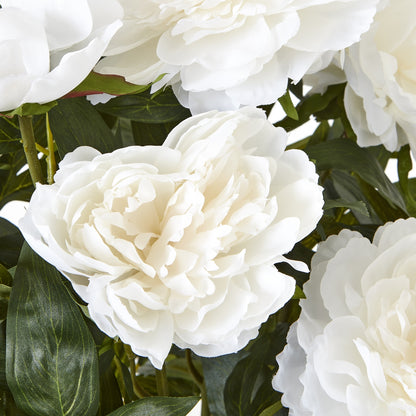 Faux Large White Peony Plant In Pot