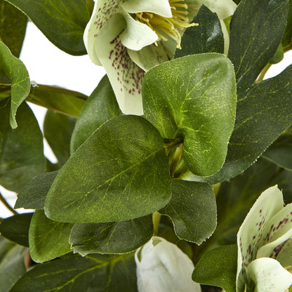 Faux Green Hellebore Plant In Taupe Pot