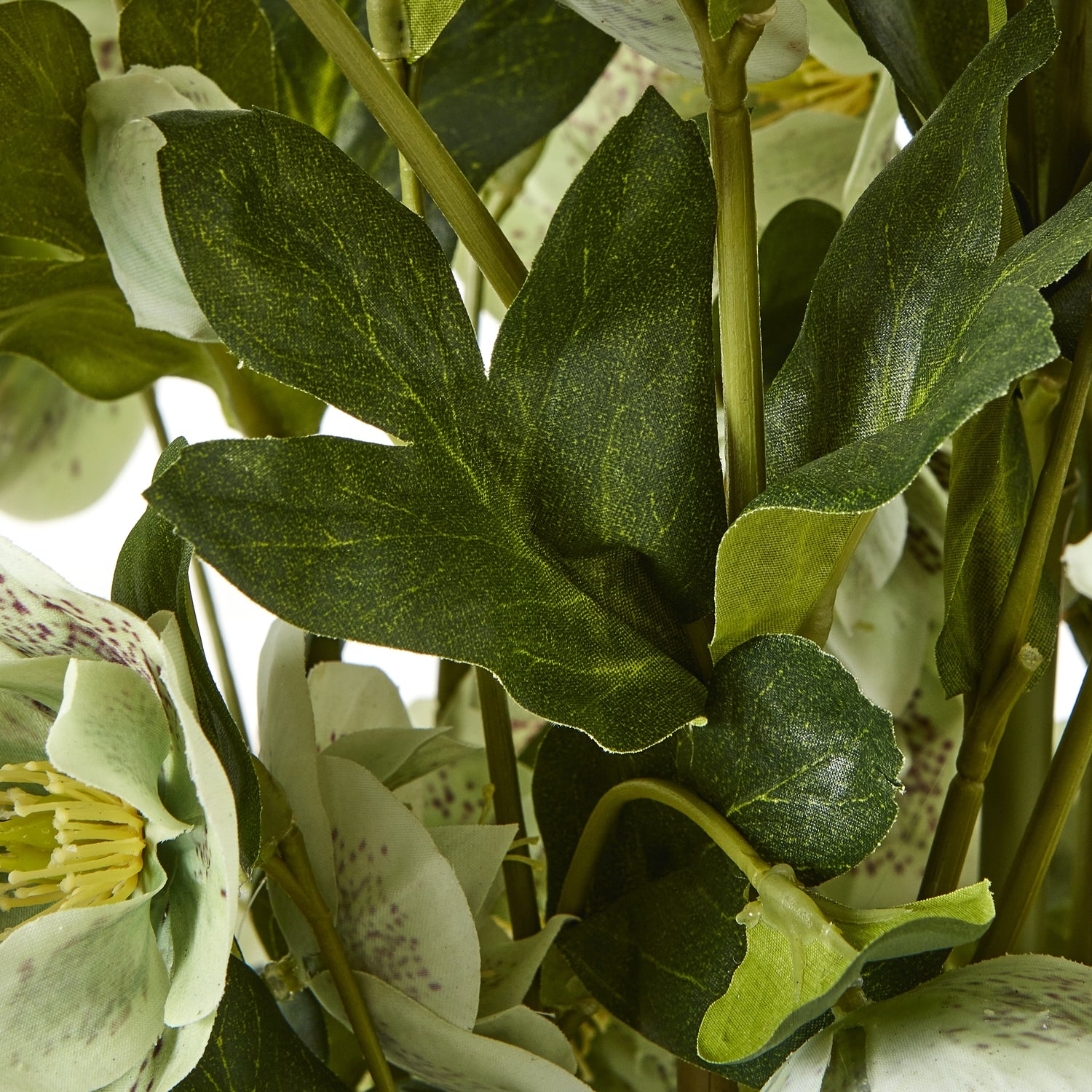 Faux Large Green Hellebore in Taupe Pot