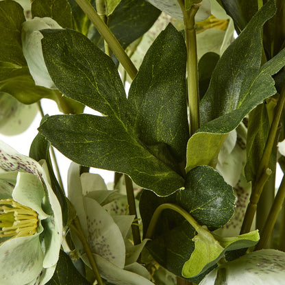 Faux Large Green Hellebore in Taupe Pot