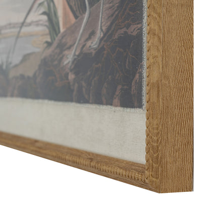 Curlews Linen Wall Art Print in Beaded Wooden Frame