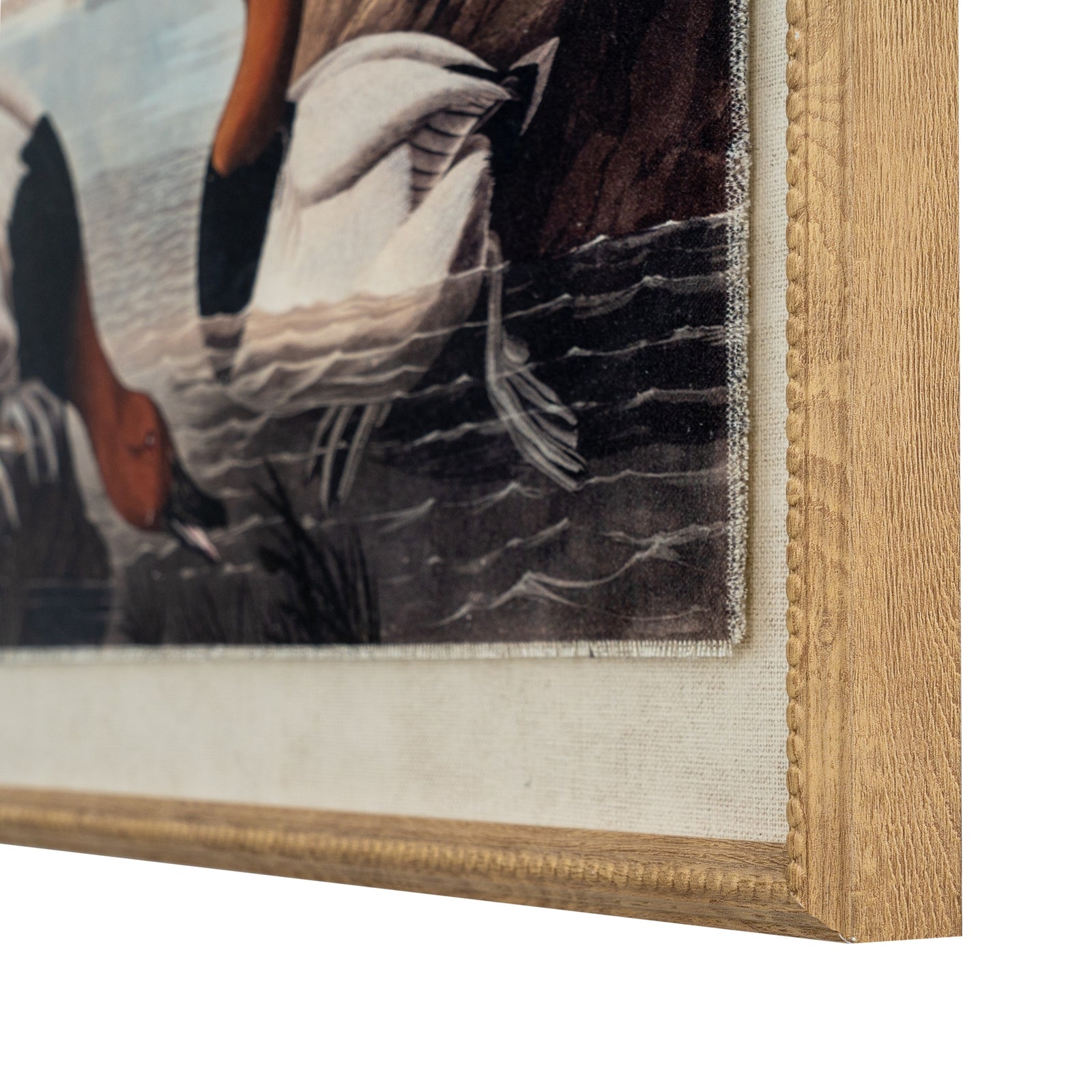 Pochard Linen Wall Art Print in Beaded Wooden Frame