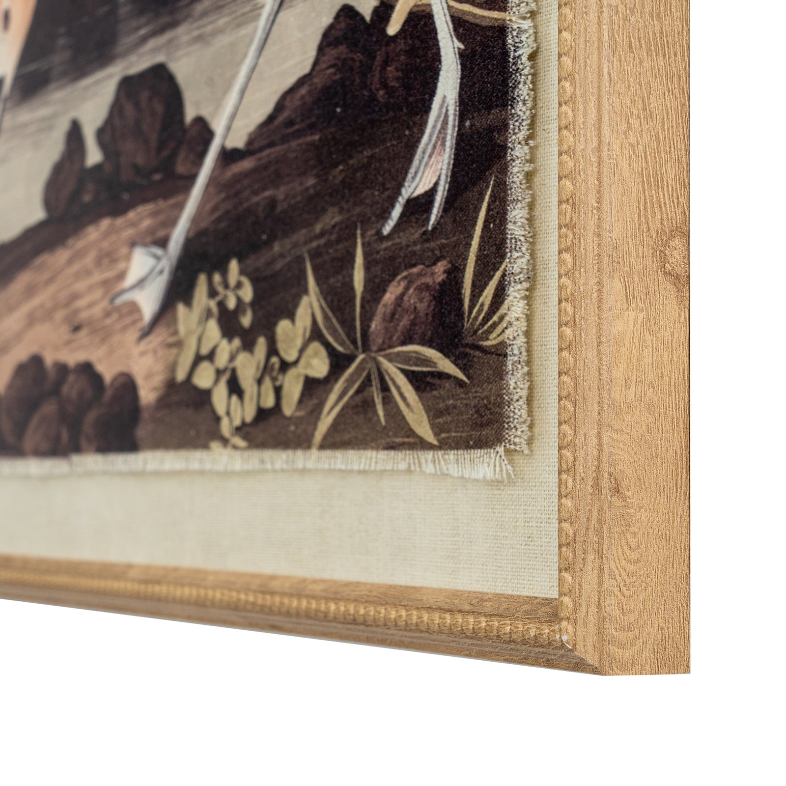 Avocet Linen Wall Art Print in Beaded Wooden Frame