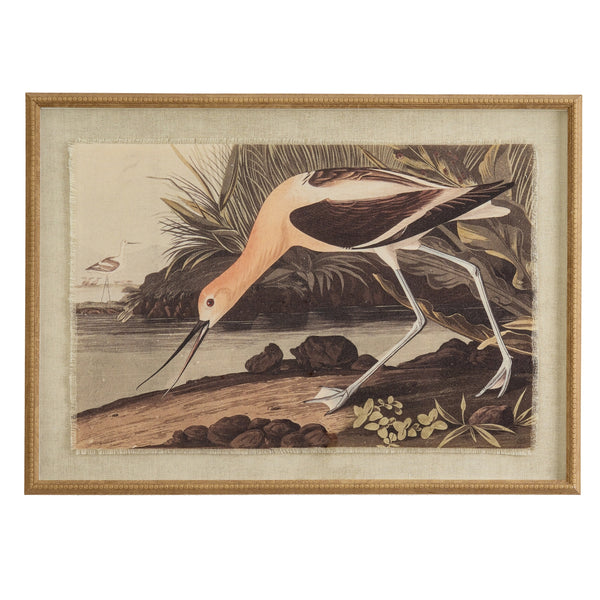 Avocet Linen Wall Art Print in Beaded Wooden Frame