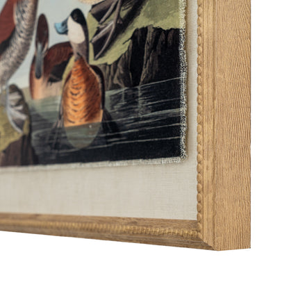 Ducks Linen Wall Art Print in Beaded Wooden Frame
