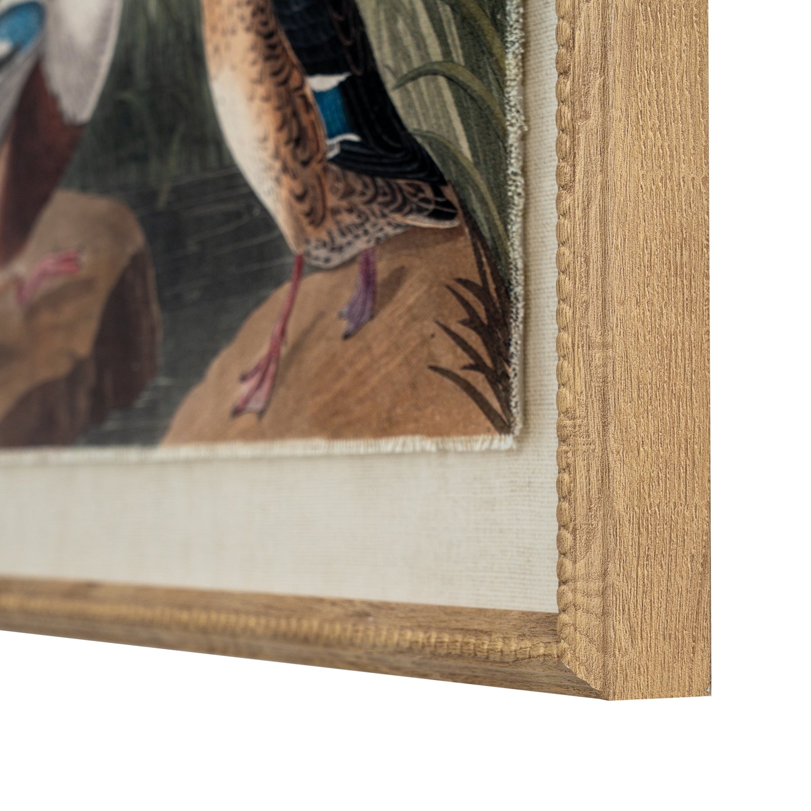 Mallards Linen Wall Art Print in Beaded Wooden Frame