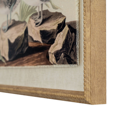 Teals Linen Wall Art Print in Beaded Wooden Frame
