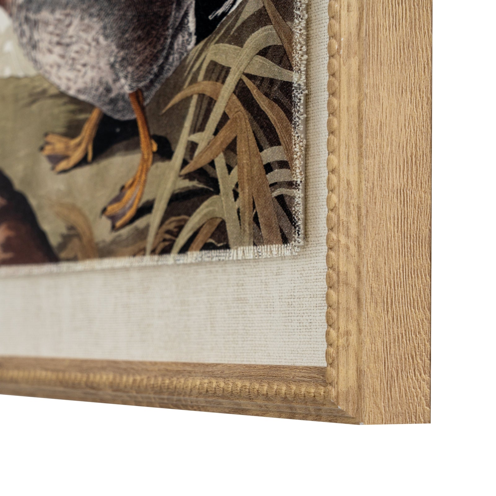 Duck Linen Wall Art Print in Beaded Wooden Frame