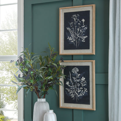 Grove Botanical Linen Wall Art Print in Beaded Wooden Frame