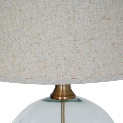Lunel Glass Orb Table Lamp With Edged Linen Shade