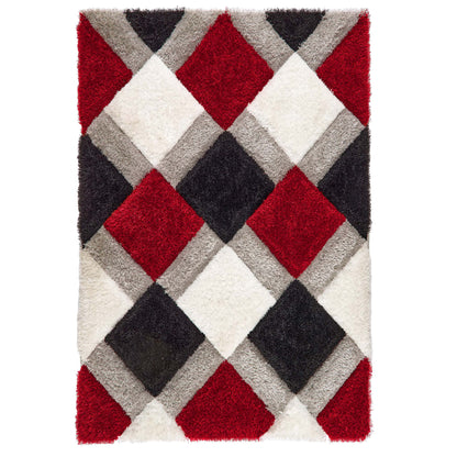 Origins 3D GEO Shaggy Red Rug
