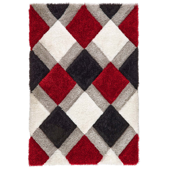 Origins 3D GEO Shaggy Red Rug