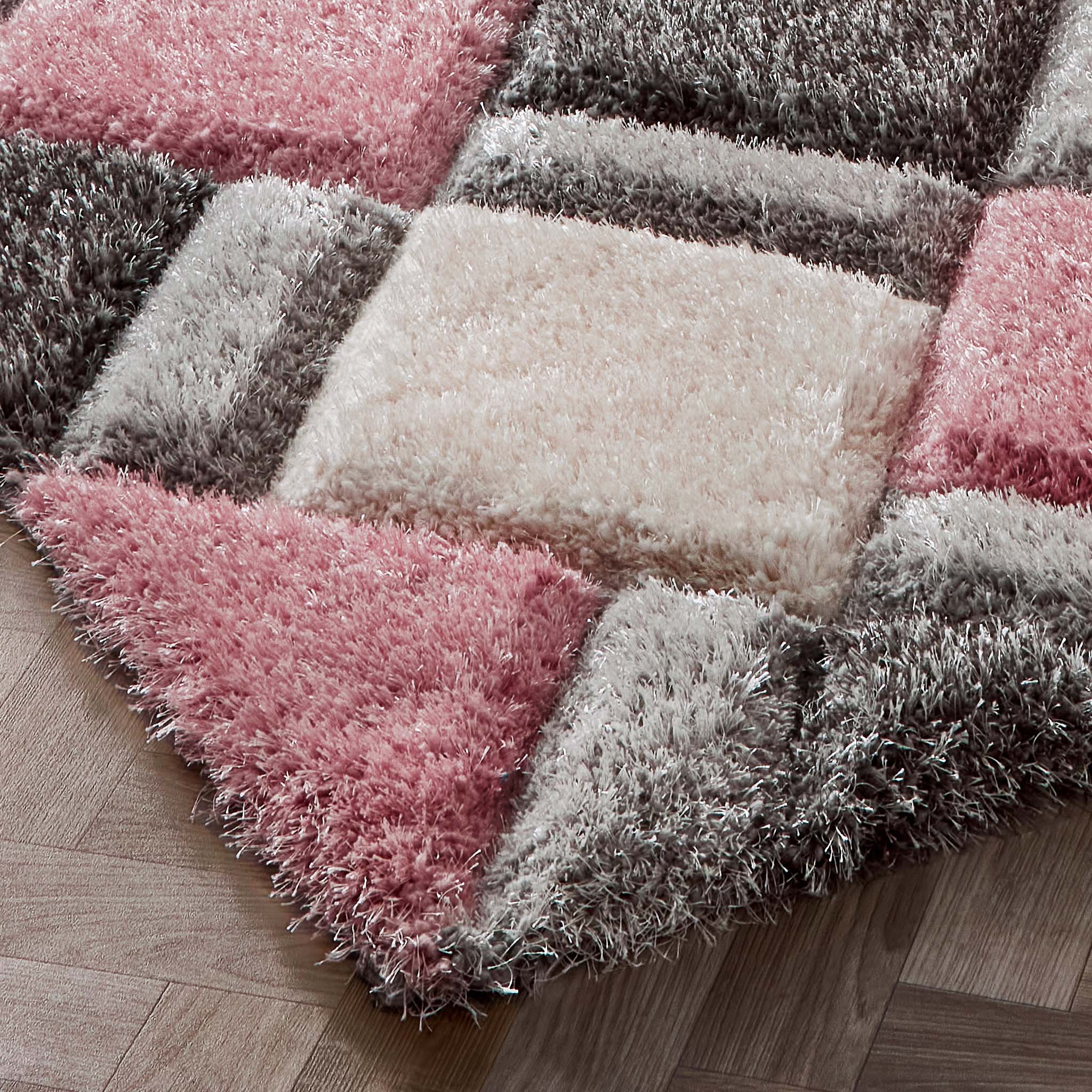 Origins 3D GEO Shaggy Blush Rug