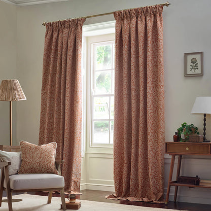 Acorn Tonal Matt Jacquard Pencil Pleat Curtains - Brick
