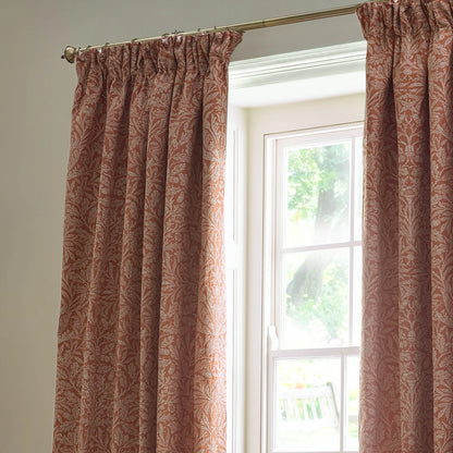 Acorn Tonal Matt Jacquard Pencil Pleat Curtains - Brick