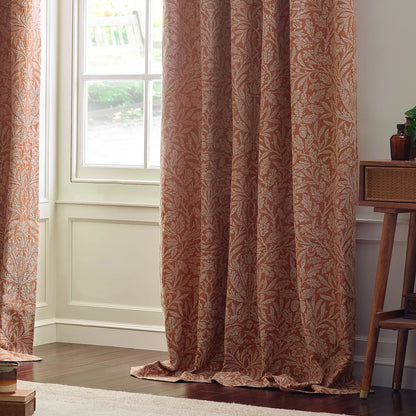 Acorn Tonal Matt Jacquard Pencil Pleat Curtains - Brick
