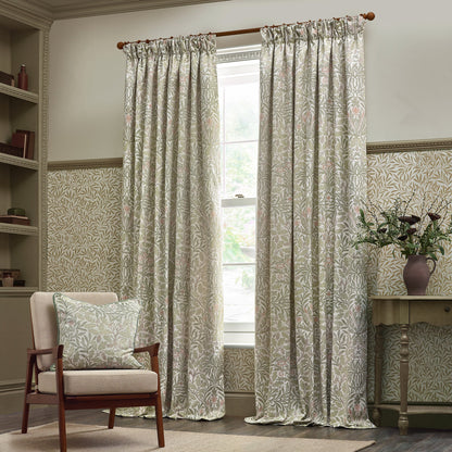 Acorn Multi Floral Jacquard Pencil Pleat Curtains - Stone/Sage