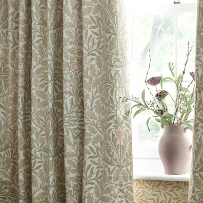 Acorn Multi Floral Jacquard Pencil Pleat Curtains - Stone/Sage