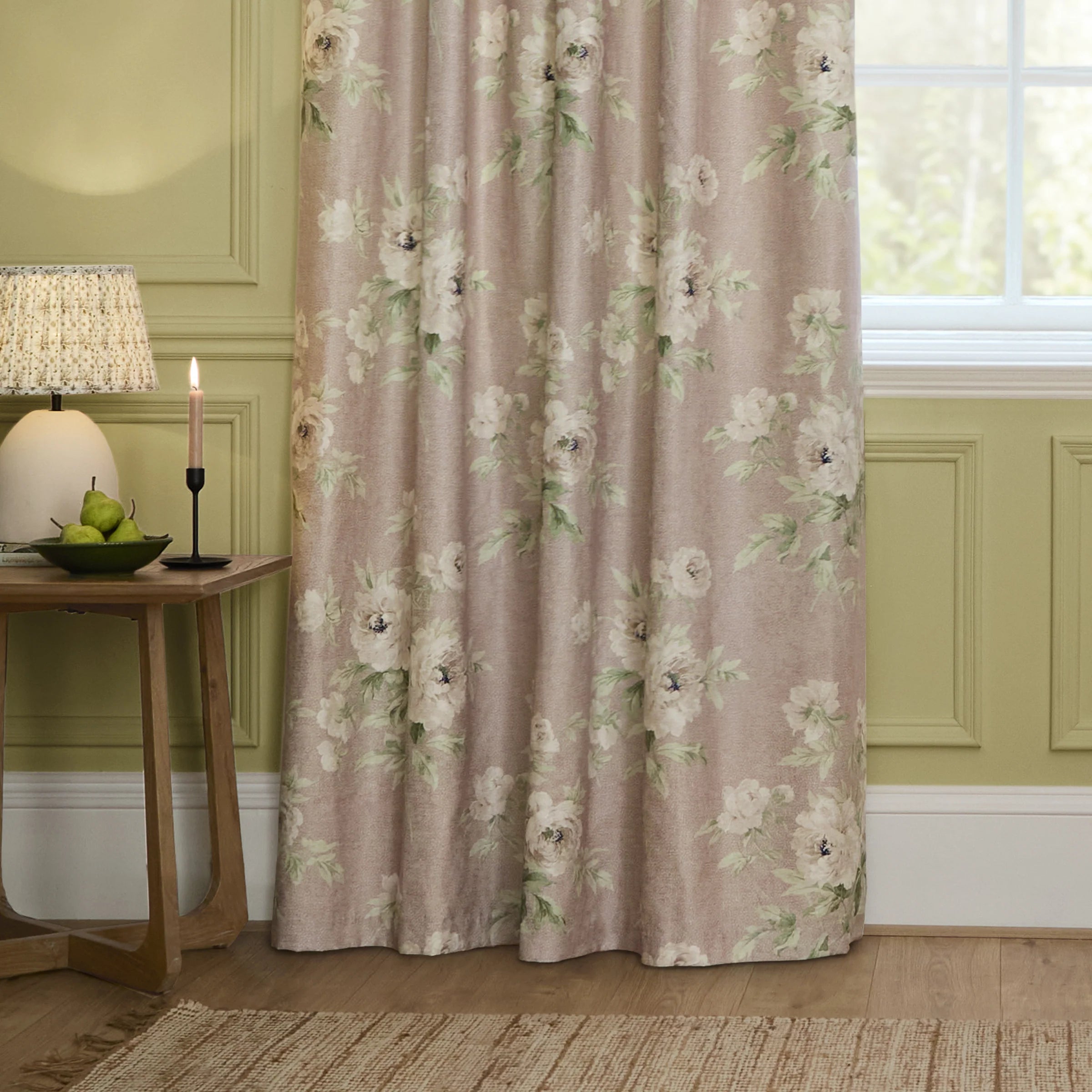 Tende a pieghe a matita in jacquard Brook Woodland - Lino