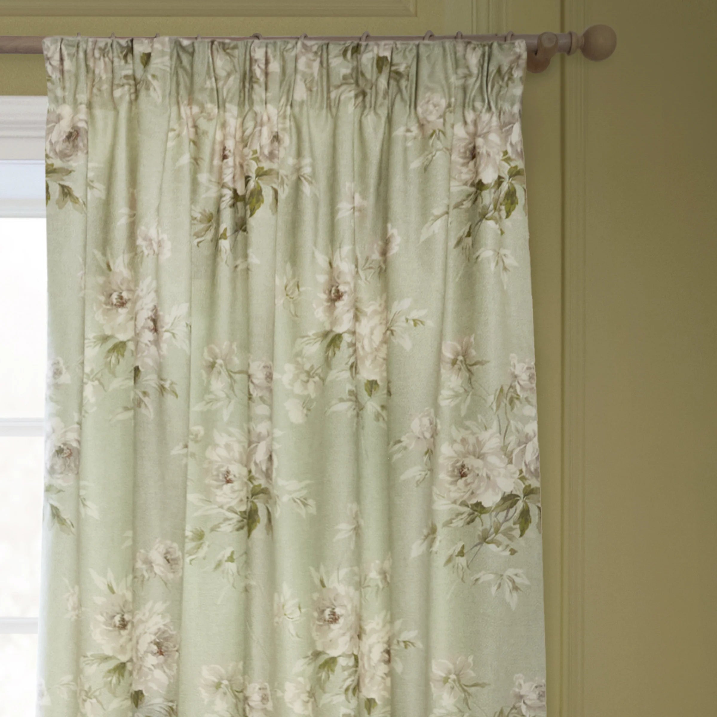 Tende a pieghe a matita in jacquard Brook Woodland - Lino