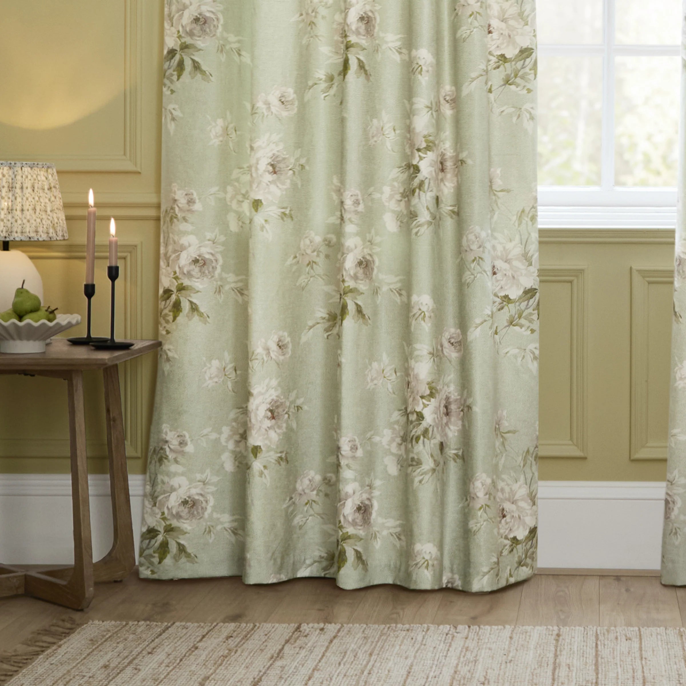 Tende a pieghe a matita in jacquard Brook Woodland - Lino